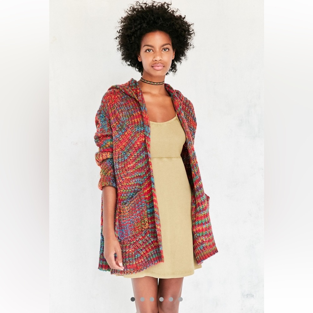 Urban Outfitters Ecote Rainbow Stitch Hooded Cardigan